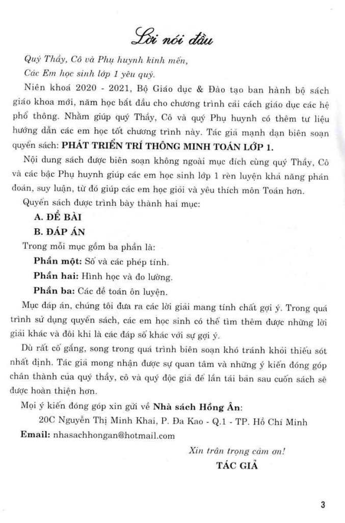 PHÁT TRIỂN TRÍ THÔNG MINH TOÁN LỚP 1 (Theo chương trình Tiểu học mới)